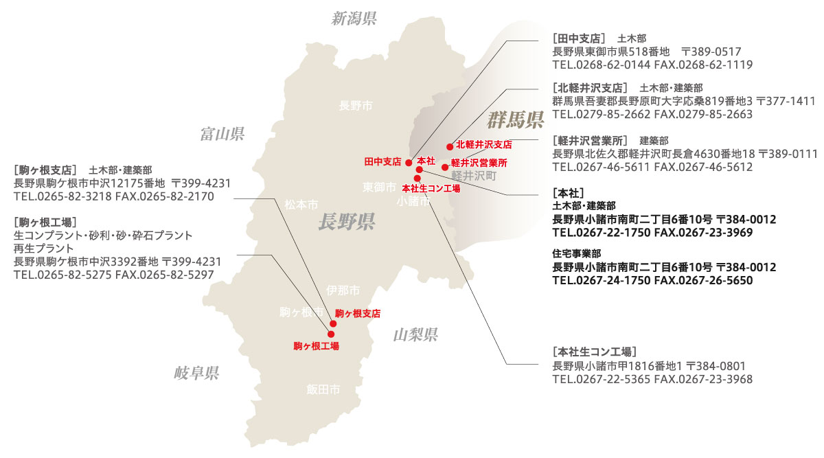 竹花工業株式会社 長野県下地図